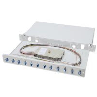 DIGITUS DN-96331/9 - LWL Spleißbox, 1HE, Bestückt, 12x LC DX, OS2 inkl. Spleißkassette, Farbige Pigtails, Adapter