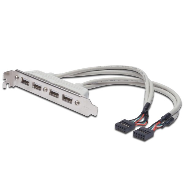 DIGITUS AK-300304-002-E - USB Slotblechkabel, 4x Typ A - 2x10pin IDC Bu/Bu, 0.25m, USB 2.0 kompatibel, be