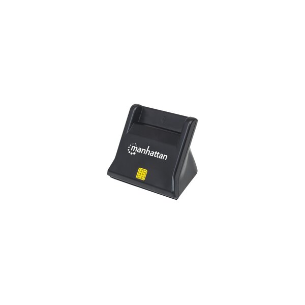 Manhattan USB 2.0 Smartcard-/SIM-Kartenlesegerät mit Standfuß - USB-A-Stecker - Kontaktlesegerät - Desktop - extern - schwarz - USB 2.0 - 0,86 m - Schwarz - 60 g