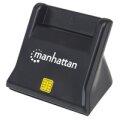 Manhattan USB 2.0 Smartcard-/SIM-Kartenlesegerät mit Standfuß - USB-A-Stecker - Kontaktlesegerät - Desktop - extern - schwarz - USB 2.0 - 0,86 m - Schwarz - 60 g