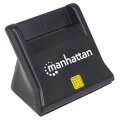 Manhattan USB 2.0 Smartcard-/SIM-Kartenlesegerät mit Standfuß - USB-A-Stecker - Kontaktlesegerät - Desktop - extern - schwarz - USB 2.0 - 0,86 m - Schwarz - 60 g