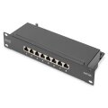 DIGITUS DN-91608S-EA - CAT 6A Patch Panel, geschirmt,8-Port 1HE, 10", Rack Mount,schwarz RAL 9005
