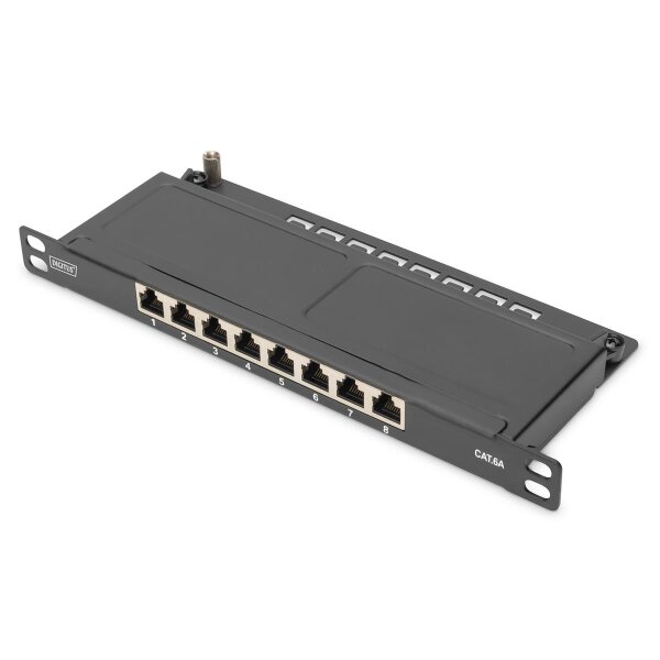 DIGITUS DN-91608S-SL-EA - CAT 6A Patch Panel, geschirmt,8-Port 1/2HE, 10", Rack Mount,schwarz RAL 9005