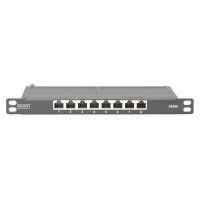 DIGITUS DN-91608S-SL-EA - CAT 6A Patch Panel, geschirmt,8-Port 1/2HE, 10", Rack Mount,schwarz RAL 9005