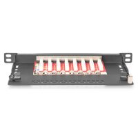 DIGITUS DN-91608S-SL-EA - CAT 6A Patch Panel, geschirmt,8-Port 1/2HE, 10", Rack Mount,schwarz RAL 9005