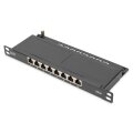 DIGITUS DN-91608S-SL-EA - CAT 6A Patch Panel, geschirmt,8-Port 1/2HE, 10", Rack Mount,schwarz RAL 9005