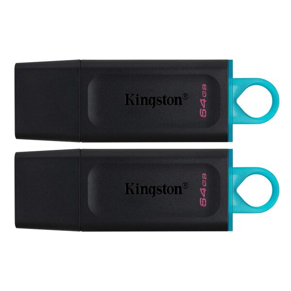 Kingston DataTraveler ® Exodia Schwarz + Türkis - 2 Stück – USB 3.2 USB-Stick - 64 GB - USB Typ-A - 3.2 Gen 1 (3.1 Gen 1) - Kappe - 22 g - Schwarz - Türkis