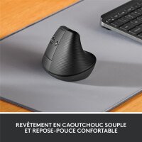 Logitech Lift - Linkshändig - Vertikale Ausführung - Optisch - RF Wireless + Bluetooth - 4000 DPI - Graphit