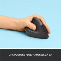 Logitech Lift - Linkshändig - Vertikale Ausführung - Optisch - RF Wireless + Bluetooth - 4000 DPI - Graphit