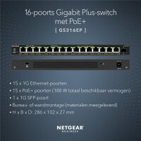 Netgear GS316EP-100PES - Managed - Gigabit Ethernet...