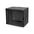 DIGITUS DN-19-07U-S-SW - 7HE Wandgehäuse, SOHO, unmontiert 370x540x400 mm, Glastür, Schwarz (RAL 9005)