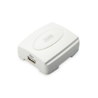 DIGITUS USB Drucker Server - 1-Port 1x RJ45 - 1x USB A - USB 2.0 Für alle gängigen O/S - Weiß - Ethernet-LAN - IEEE 802.3,IEEE 802.3u - 10,100 Mbit/s - TCP/IP - IPX/SPX - NetBEUI - AppleTalk, - Windows 10,Windows 7,Windows 8,Windows XP Home,Windows XP Hom