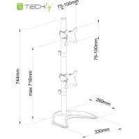 Techly Schreibtischhalterung für 2 LCD TV LED 13"-27", mit Standfuß