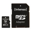 Intenso 64GB MicroSDHC - 64 GB - MicroSDXC - Klasse 10 - 25 MB/s - Schockresistent - Temperaturbeständig - Wasserdicht - Röntgensicher - Schwarz