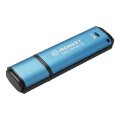 Kingston IronKey 16GB Vault Privacy 50 AES-256 verschlüsselter - FIPS 197 - 16 GB - USB Typ-A - 3.2 Gen 1 (3.1 Gen 1) - 250 MB/s - Kappe - Schwarz - Blau