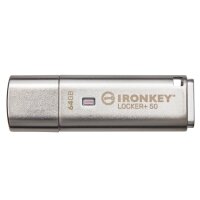 Kingston 64GB USB 3.2 IronKey Locker+ 50 AES USB w/256bit Encryption - 64 GB