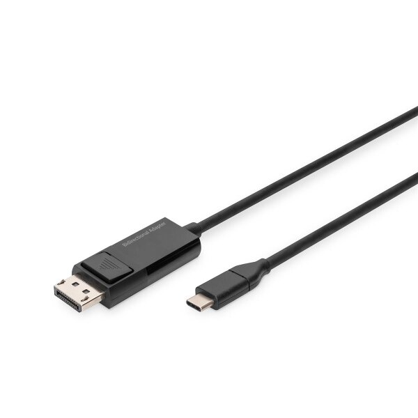 DIGITUS AK-300334-020-S - USB Typ-C auf DisplayPort BidireKtional max. Auflösung 8K@30Hz, Länge: 2m, Schwarz