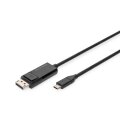 DIGITUS AK-300334-020-S - USB Typ-C auf DisplayPort BidireKtional max. Auflösung 8K@30Hz, Länge: 2m, Schwarz