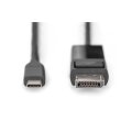 DIGITUS AK-300334-020-S - USB Typ-C auf DisplayPort BidireKtional max. Auflösung 8K@30Hz, Länge: 2m, Schwarz