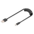 DIGITUS AK-300430-006-S - USB Í Typ A zu USB Í Type C Spring Kabel TPE USB 2.0, PD60W Max; 1m