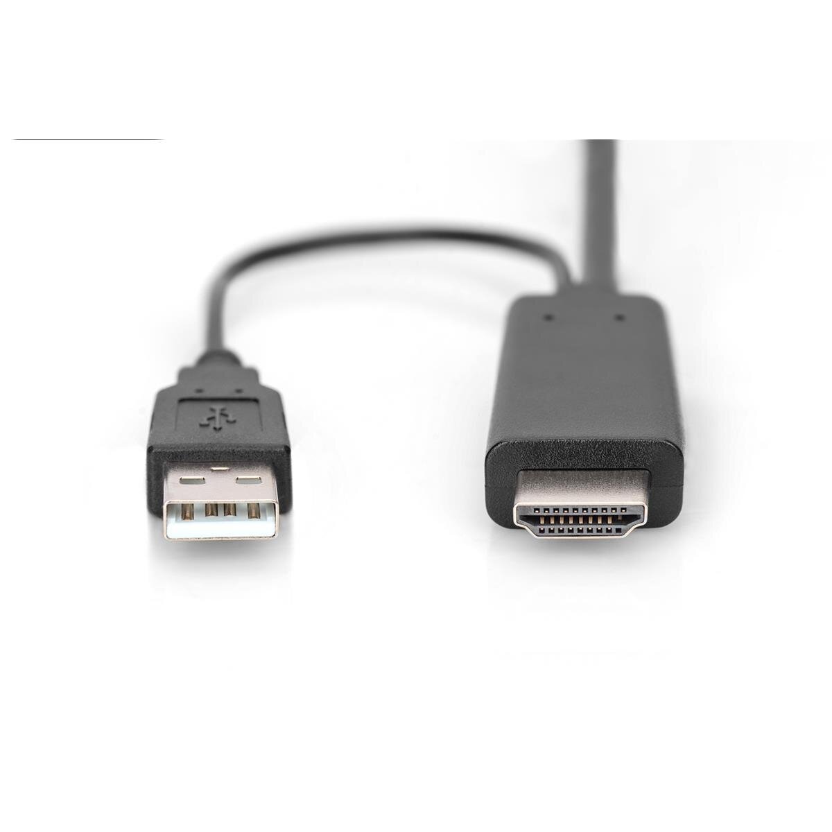 DIGITUS AK-330111-020-S - HDMI auf DP Adapterkabel, 2m, 4K@30Hz externe Stromquelle USB - A