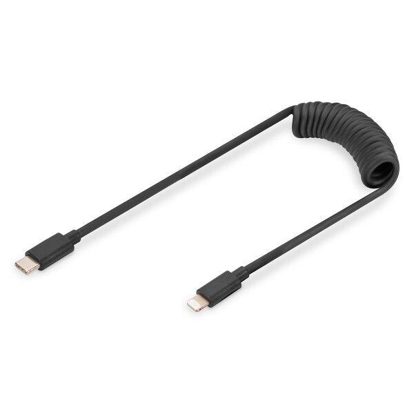 DIGITUS AK-600434-006-S - USB - C zu Lightning Spring Kabelÿ MFI C94 TPU USB 2.0, PD20W Max 1m