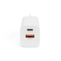 DIGITUS DA-10062 - USB Ladegerät 1x USB-A / 1x USB-C 30W Dual Port, 1x 2,4A, 1x 3A, QC3.0