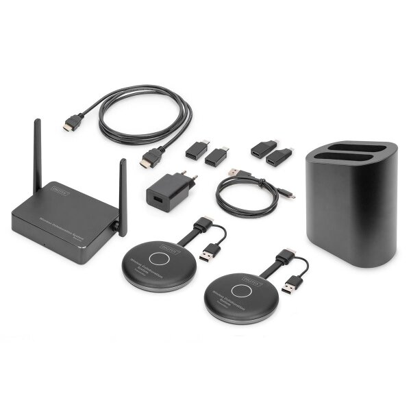 DIGITUS DS-55317 - Click & Present - Drahtloses Kollaborationssystem HDMI, 2x TX, 1x RX