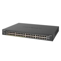 Netgear GS348PP Unmanaged Gigabit Ethernet (10/100/1000) Power over Ethernet (PoE) Schwarz - Unmanaged - Gigabit Ethernet (10/100/1000) - Vollduplex - Power over Ethernet (PoE) - Rack-Einbau