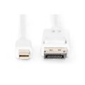 DIGITUS AK-340102-020-W - DisplayPort Anschlusskabel, mini  DP - DP St/St, 2.0m, m/Verriegelung, DP 1.1a konform, we