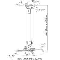 Techly Deckenhalterung für Beamer, ausziehbar, 54-90cm, Silber
