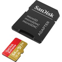 SanDisk Extreme microSDXC 64GB SD Adapter Action Cams and...