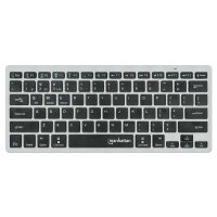Manhattan 180559 - Mini - Kabellos - RF Wireless + Bluetooth - Scherenschalter - QWERTZ - Schwarz - Grau