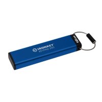 Kingston IronKey 16GB Keypad 200 - FIPS 140-3 Lvl 3 (ausstehend) AES-256 Verschlüsselung - 16 GB - USB Typ-A - 3.2 Gen 1 (3.1 Gen 1) - 145 MB/s - Schutzhülle - Blau