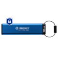 Kingston IronKey 16GB Keypad 200 - FIPS 140-3 Lvl 3 (ausstehend) AES-256 Verschlüsselung - 16 GB - USB Typ-A - 3.2 Gen 1 (3.1 Gen 1) - 145 MB/s - Schutzhülle - Blau