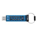 Kingston IronKey 16GB Keypad 200 - FIPS 140-3 Lvl 3 (ausstehend) AES-256 Verschlüsselung - 16 GB - USB Typ-A - 3.2 Gen 1 (3.1 Gen 1) - 145 MB/s - Schutzhülle - Blau