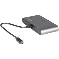 StarTech.com Thunderbolt 3 Mini Dock - Tragbare Dockingstation für Zwei Monitore - DP 4K 60 Hz - 1x USB-A Hub (3.0/5 Gbit/s) - GbE - 28cm Kabel - TB3 Multiport Adapter - Mac/Windows - Kabelgebunden - Thunderbolt 3 - 10,100,1000 Mbit/s - IEEE 802.3ab - IEE