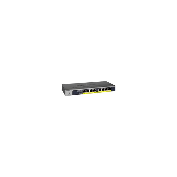 Netgear GS108PP - Unmanaged - Gigabit Ethernet (10/100/1000) - Vollduplex - Power over Ethernet (PoE) - Rack-Einbau - Wandmontage