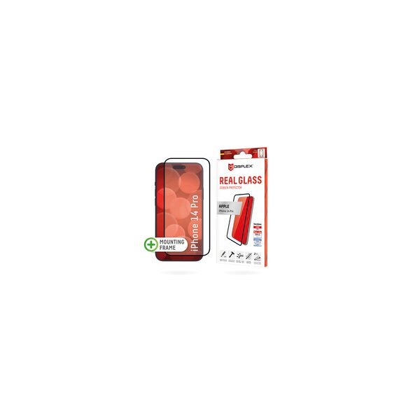 DISPLEX Full Cover Panzerglas (10H) für Apple iPhone 14 Pro - Eco-Montagerahmen - volle Displayabdeckung - Tempered Glas - kratzer-resistente Schutzfolie - hüllenfreundlich - Apple - iPhone 14 Pro - Trockene Anwendung - Schlagfest - Kratzresistent - Staub