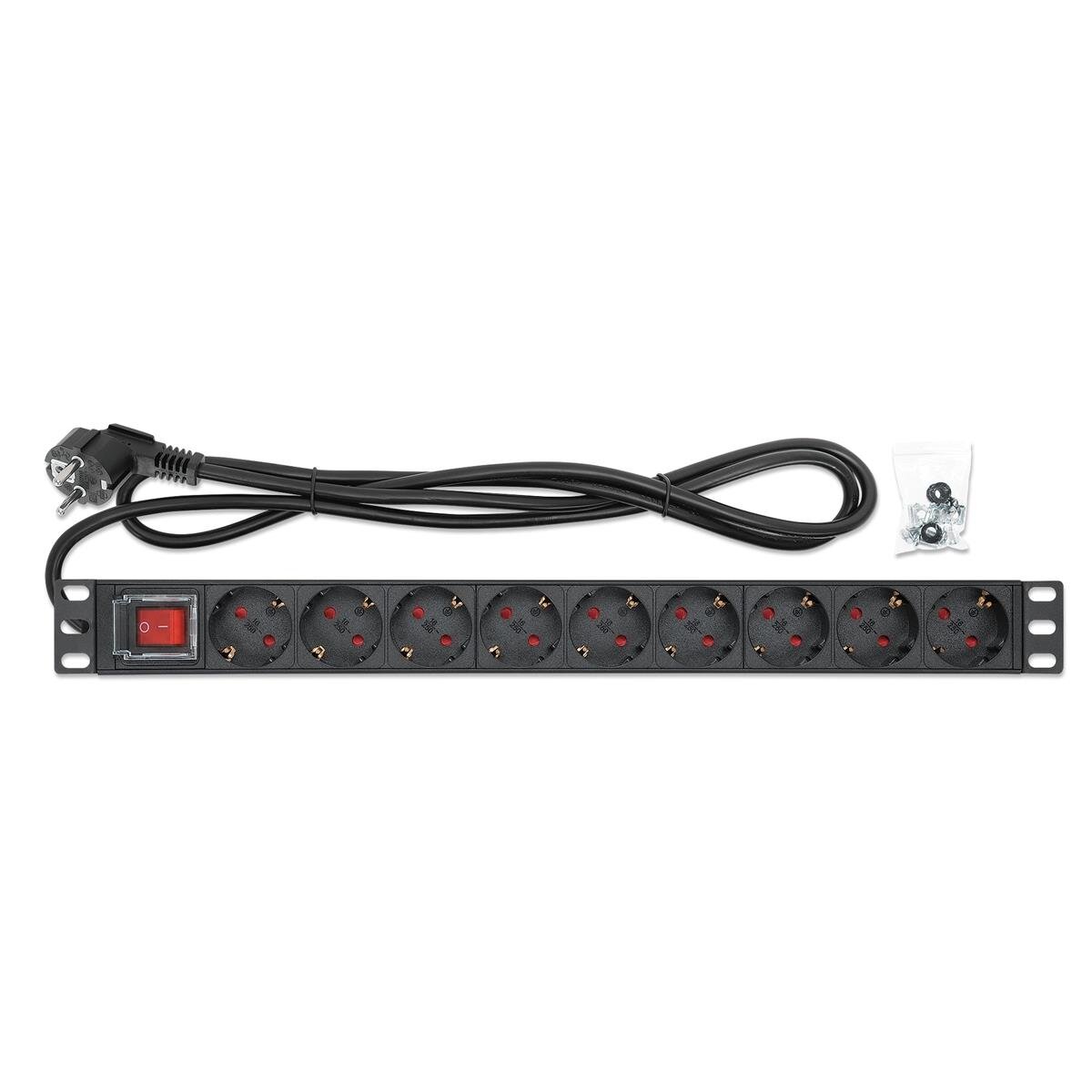 Intellinet 715133 - 1U - Aluminium - Schwarz - 9 AC-Ausgänge - Typ F - Typ F
