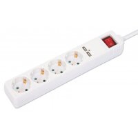 Manhattan Steckdosenleiste 4fach mit 2 USB-Port weiß AN/AUS