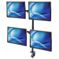 Manhattan Tischhalterung mit Monitorarm für vier Displays - Für vier Displays von 13" bis 32" und bis zu 8 kg - zweifach schwenkbar - schwarz - Klemme - 32 kg - 33 cm (13 Zoll) - 81,3 cm (32 Zoll) - 100 x 100 mm - Schwarz