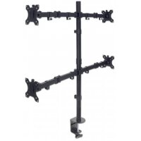 Manhattan Tischhalterung mit Monitorarm für vier Displays - Für vier Displays von 13" bis 32" und bis zu 8 kg - zweifach schwenkbar - schwarz - Klemme - 32 kg - 33 cm (13 Zoll) - 81,3 cm (32 Zoll) - 100 x 100 mm - Schwarz