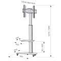 Techly TV Trolley für LCD LED TV 37-70", silber, mit Ablage