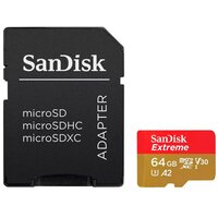 WD Extreme PLUS microSDXC 64GB+SD Adapter 200MB/s 90MB/s A2 C10 V30 UHS-I U8