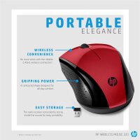 HP Wireless-Maus 220 (Sunset Red) - Beidhändig - Optisch - RF Wireless - 1600 DPI - Schwarz - Rot