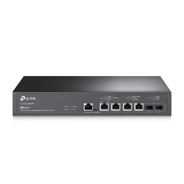 TP-LINK JetStream 6-Port 10GE L2+ Managed Switch mit 4-Port PoE++ - Managed - L2+ - 10G Ethernet (100/1000/10000) - Power over Ethernet (PoE) - Rack-Einbau