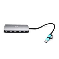 i-tec USB 3.0 USB-C/Thunderbolt 3x Display Metal Nano Dock with LAN + Power Delivery 100 W - Kabelgebunden - USB 3.2 Gen 1 (3.1 Gen 1) Type-A + Type-C - 100 W - 10,100,1000 Mbit/s - Silber - MicroSD (TransFlash) - SD