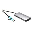 i-tec USB 3.0 USB-C/Thunderbolt 3x Display Metal Nano Dock with LAN + Power Delivery 100 W - Kabelgebunden - USB 3.2 Gen 1 (3.1 Gen 1) Type-A + Type-C - 100 W - 10,100,1000 Mbit/s - Silber - MicroSD (TransFlash) - SD