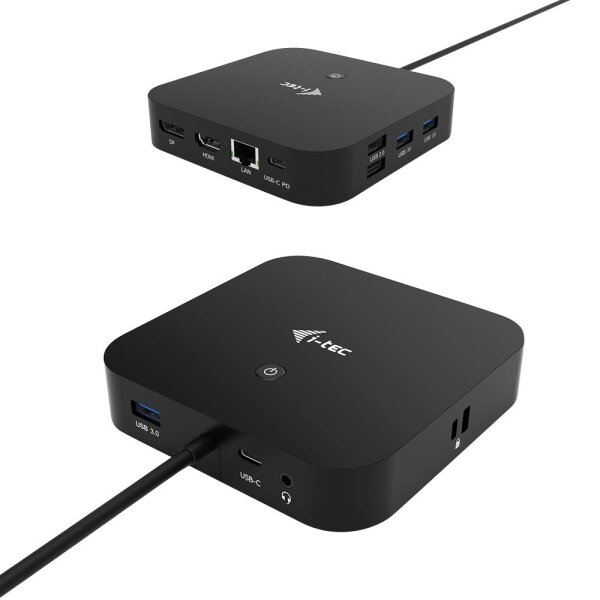 i-tec USB-C HDMI DP Docking Station with Power Delivery 100 W - Kabelgebunden - USB 3.2 Gen 1 (3.1 Gen 1) Type-C - 100 W - 3,5 mm - 10,100,1000 Mbit/s - Schwarz